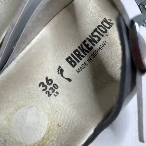 BIRKENSTOCK Arizona White Silver Double Strap Leather Narrow Sandals S-375 36 EU - Picture 8 of 11